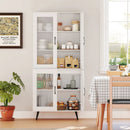 70.5 inch Tall Kitchen Pantry Cabinet Cupboard with 4 Transparent Doors