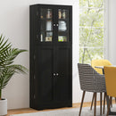 Tall Kitchen Pantry Cabinet with Dual Tempered Glass Doors and Shelves by LJGDeals
