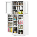 Tall Kitchen Pantry Cabinet with Dual Tempered Glass Doors and Shelves by LJGDeals