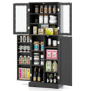Tall Kitchen Pantry Cabinet with Dual Tempered Glass Doors and Shelves by LJGDeals