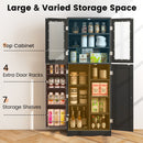 Tall Kitchen Pantry Cabinet with Dual Tempered Glass Doors and Shelves by LJGDeals