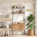 Tall Ladder Shelf with Storage Cabinet Narrow Wall Mounted Ladder Bookcase by LJGDeals