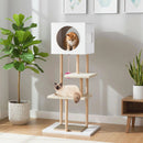 Tall Wood Cat Tower with 2 Corrugated Cardboard-White by LJGDeals
