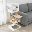Tall Wood Cat Tower with 2 Corrugated Cardboard-White by LJGDeals
