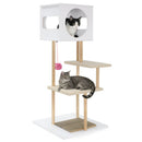 Tall Wood Cat Tower with 2 Corrugated Cardboard-White by LJGDeals