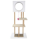 Tall Wood Cat Tower with 2 Corrugated Cardboard-White by LJGDeals