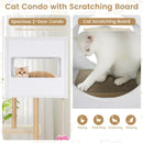 Tall Wood Cat Tower with 2 Corrugated Cardboard-White by LJGDeals