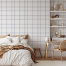 Minimalist Blue and White Plaid Wallpaper