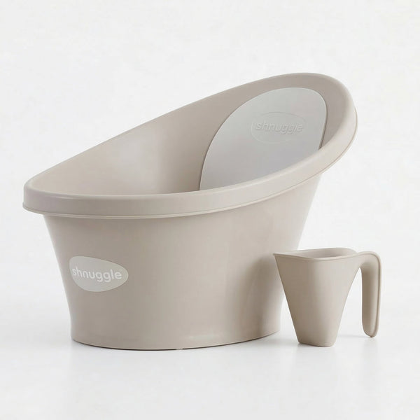 Newborn Bath Essentials Bundle | Baby Bath with Support Bump, Soft Backrest & Rinse Jug | Safe & Stylish Bathtime Set
