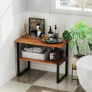 2-Tier Teak Wood End Table Sofa Side for Living Room Hallway Laundry by LJGDeals