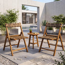 Teak Folding Patio Chairs Set of 2 with Woven Rattan by LJGDeals