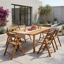 Teak Folding Patio Chairs Set of 2 with Woven Rattan by LJGDeals