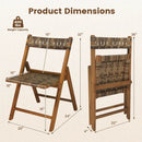 Teak Folding Patio Chairs Set of 2 with Woven Rattan by LJGDeals