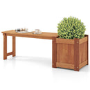 Teak Oil Finish Raised Garden Bed Wood Planter Box with Bench by LJGDeals
