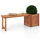 Teak Oil Finish Raised Garden Bed Wood Planter Box with Bench by LJGDeals