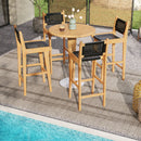 30 Inch Rattan Teak Wood Bar Stool with Backrest and Footrest by LJGDeals