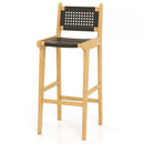30 Inch Rattan Teak Wood Bar Stool with Backrest and Footrest by LJGDeals