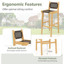 30 Inch Rattan Teak Wood Bar Stool with Backrest and Footrest by LJGDeals