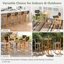 30 Inch Rattan Teak Wood Bar Stool with Backrest and Footrest by LJGDeals