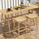 29 Inch Patio Rattan Barstool with Footrest and Saddle Seat by DirectDeals