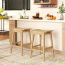 29 Inch Patio Rattan Barstool with Footrest and Saddle Seat by LJGDeals
