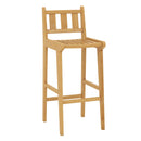30 Inch Teak Wood Bar Chair with Footrest and Backrest for Deck Poolside Garden by DirectDeals