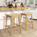 29 Inch Patio Rattan Barstool with Footrest and Saddle Seat by LJGDeals