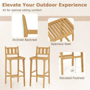 30 Inch Teak Wood Bar Chair with Footrest and Backrest for Deck Poolside Garden by LJGDeals
