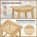 29 Inch Patio Rattan Barstool with Footrest and Saddle Seat by LJGDeals