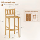30 Inch Teak Wood Bar Chair with Footrest and Backrest for Deck Poolside Garden by LJGDeals