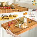 Teak Wood Cutting Board Extra Large 24 Inch Reversible Cutting Board with Handle by LJGDeals