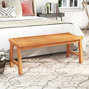 Teak Wood Outdoor Backless Bench with Contoured Slatted Seat by LJGDeals