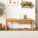 Teak Wood Outdoor Backless Bench with Contoured Slatted Seat by LJGDeals
