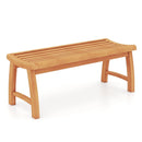 Teak Wood Outdoor Backless Bench with Contoured Slatted Seat by LJGDeals