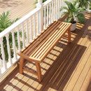 Teak Wood Outdoor Backless Bench with Contoured Slatted Seat by DirectDeals