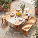 Teak Wood Outdoor Backless Bench with Contoured Slatted Seat by DirectDeals