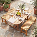 Teak Wood Outdoor Backless Bench with Contoured Slatted Seat by LJGDeals