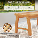 Teak Wood Outdoor Backless Bench with Contoured Slatted Seat by LJGDeals