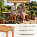 Teak Wood Outdoor Backless Bench with Contoured Slatted Seat by DirectDeals