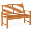 Teak Wood Outdoor Garden Bench with Slatted Backrest and Seat by LJGDeals