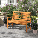 Teak Wood Outdoor Garden Bench with Slatted Backrest and Seat by LJGDeals