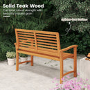 Teak Wood Outdoor Garden Bench with Slatted Backrest and Seat by LJGDeals