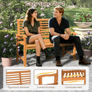 Teak Wood Outdoor Garden Bench with Slatted Backrest and Seat by LJGDeals