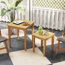 2 Pieces Space Saving Design Teak Wood Outdoor Patio Nesting Table by LJGDeals