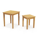 2 Pieces Space Saving Design Teak Wood Outdoor Patio Nesting Table by LJGDeals