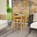 2 Pieces Space Saving Design Teak Wood Outdoor Patio Nesting Table by LJGDeals