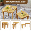 2 Pieces Space Saving Design Teak Wood Outdoor Patio Nesting Table by LJGDeals