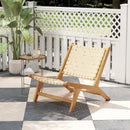 Teak Wood Patio Chair Armless with Webbing Seat and Backrest-Natural by DirectDeals