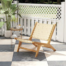 Teak Wood Patio Chair Armless with Webbing Seat and Backrest-Natural by LJGDeals