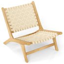 Teak Wood Patio Chair Armless with Webbing Seat and Backrest-Natural by DirectDeals
